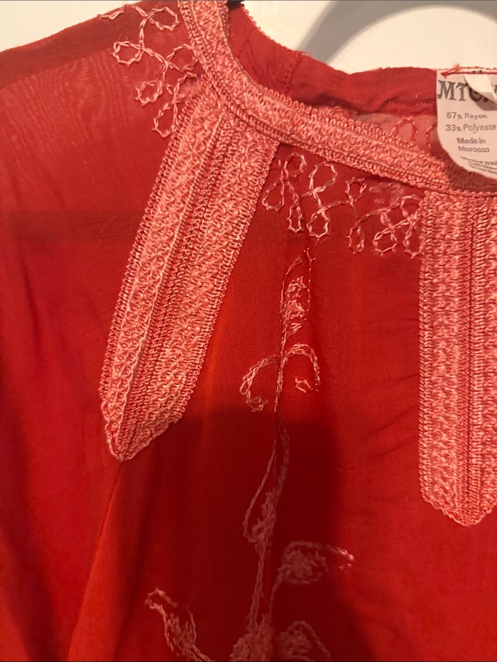 MT Red Embroidered Bohemian Peasant Cottagecore Blouse Size M - Picture 7 of 9